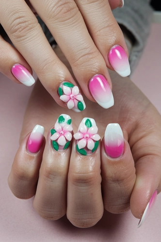 3D Flower C Curve Nail Art