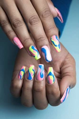 Abstract Art Birthday Coffin Nails