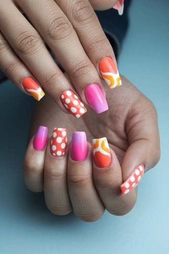 Abstract Art Extra Short Square Nails