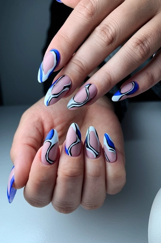 Abstract Art Stiletto Medium Nails