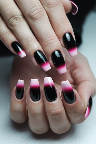 Black Cherry Ombré Coffin Nails