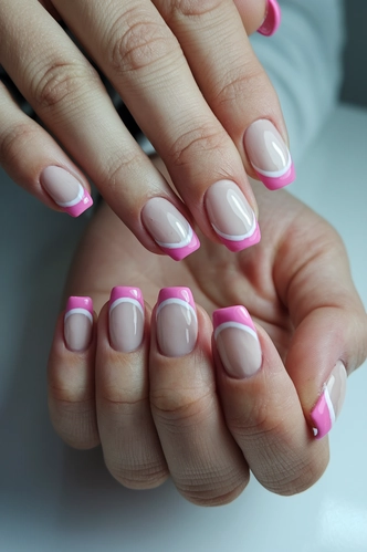 Classic Short Milky Pink French Manicure Nails