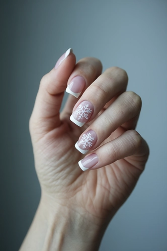 Classic White Snowflake French Manicure