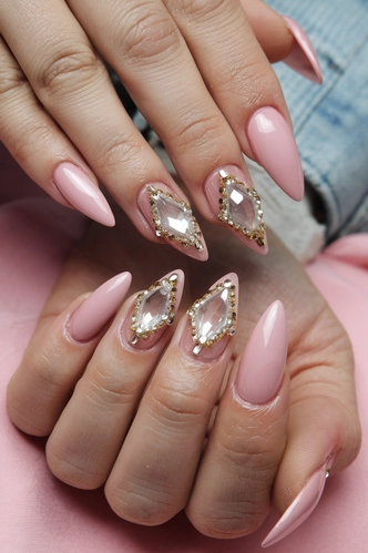 Crystal Quartz Medium Gel X Nails