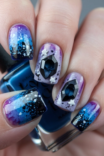 Dark Crystal Geode Nail Design