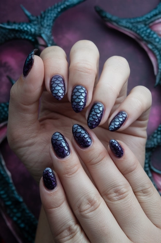 Dark Fantasy Dragon Scale Nails