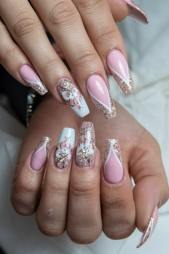 Diamond Dust Glitter Coffin Nails