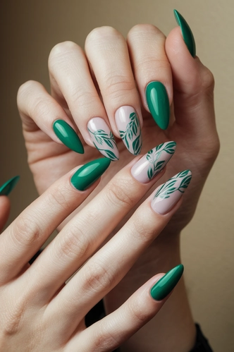 Emerald Green Stiletto Nails