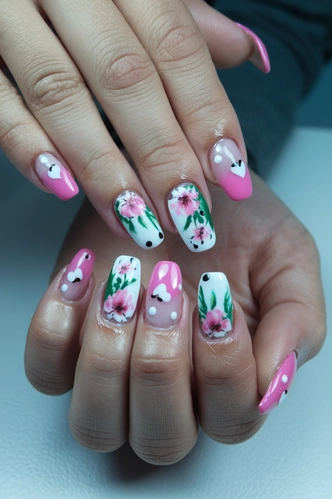 Floral Fantasy Medium Gel X Nails