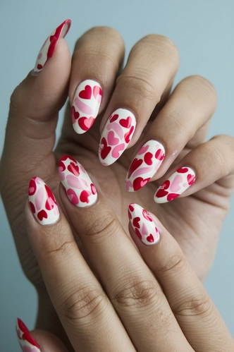 Floral Heart Almond Nails