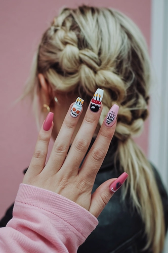 French Twist Birthday Coffin Nails