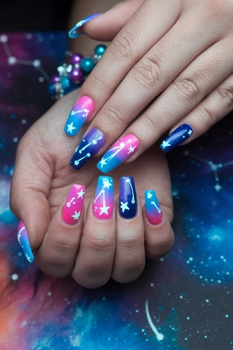 Galaxy Birthday Magic Coffin Nails