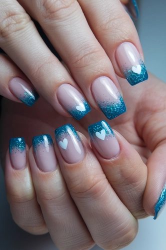 Glitter Gradient Extra Short Square Nails