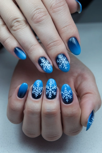 Gradient Blue Snowflake Cascade