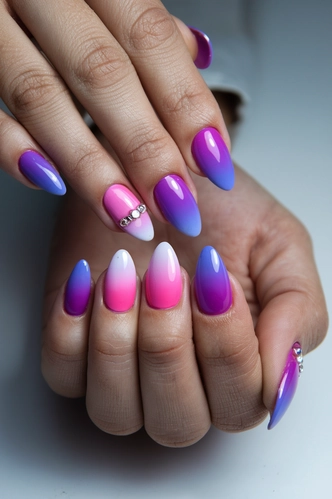 Gradient Color Stiletto Medium Nails