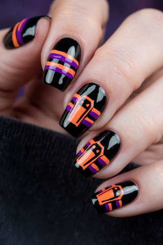 Halloween Glam Coffin Nails