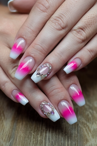 Jewel-Embellished Stiletto Medium Nails