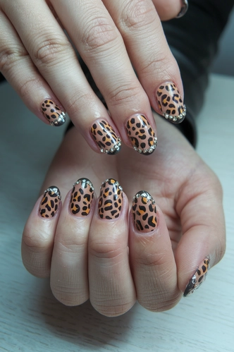 Leopard Print Medium Gel X Nails