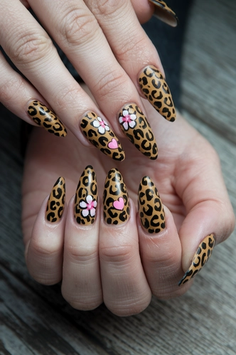 Leopard Print Stiletto Nails