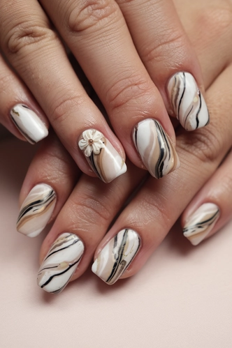 Marble Luxe Medium Gel X Nails