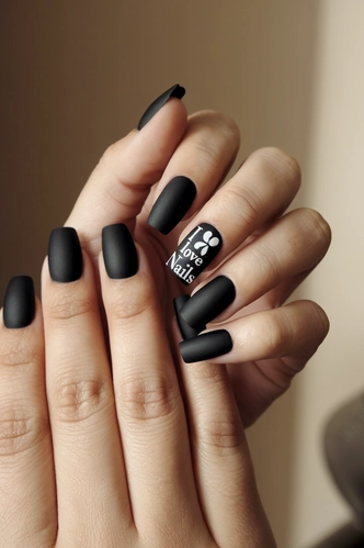 Matte Black Extra Short Square Nails