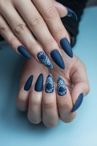 Matte Navy Stiletto Press Ons