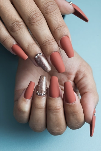 Matte Terracotta Coffin Nails