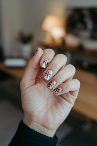 Metallic Gold Snowflake Accent Nails