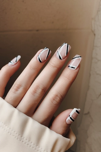 Negative Space Geometric Extra Short Square Nails