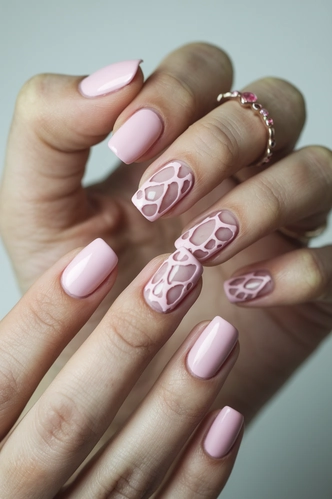 Negative Space Short Pink Nail Art