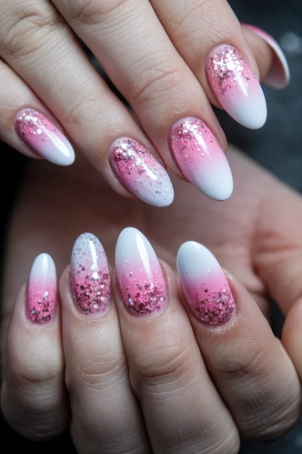 Pastel Rainbow Oval Nails with Cloud Details