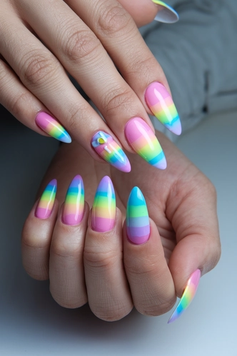 Pastel Rainbow Stiletto Press Ons