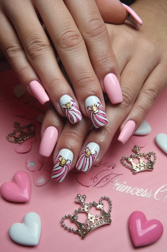 Princess Crown Birthday Coffin Nails