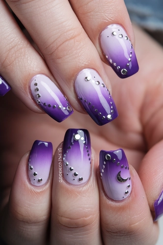 Purple Gradient Dots with Silver Accents