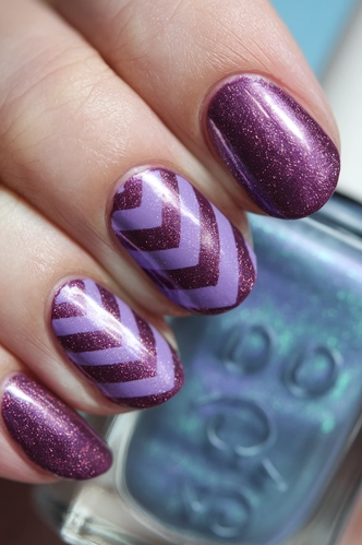 Purple Holographic Chevron Design