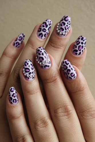 Purple Leopard Print Nails