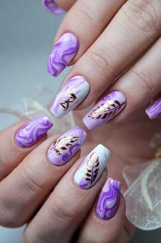 Purple Marble Effect with Gold Foil