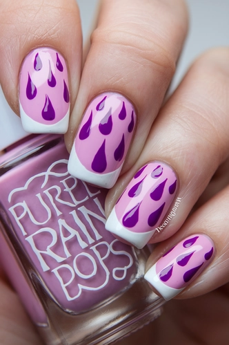 Purple Rain Drops Nail Art