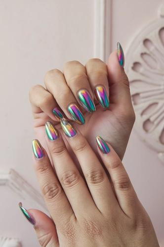 Rainbow Chrome Coffin Press-Ons