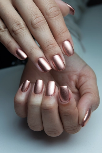 Rose Gold Extra Short Square Nails