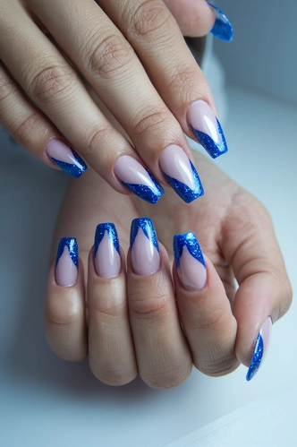 Royal Blue Glitter C Curve Extensions