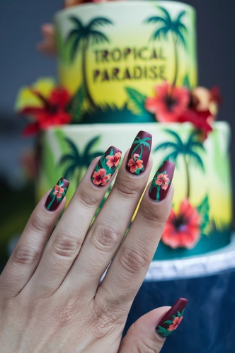 Tropical Paradise Birthday Coffin Nails