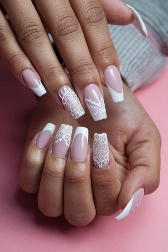 Vintage Lace Birthday Coffin Nails